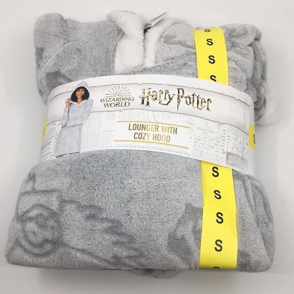 Harry Potter Wizarding World Lounger with Cozy Hood Light Grey Sz Small - Picture 5 of 15